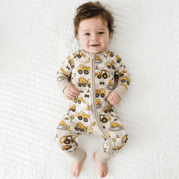 Plaid Truck Bamboo Zipper Romper Pajamas