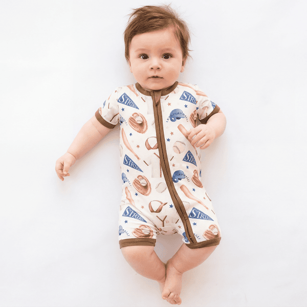 Baseball Enthusiast Bamboo Short Bamboo Zippy Baby Romper