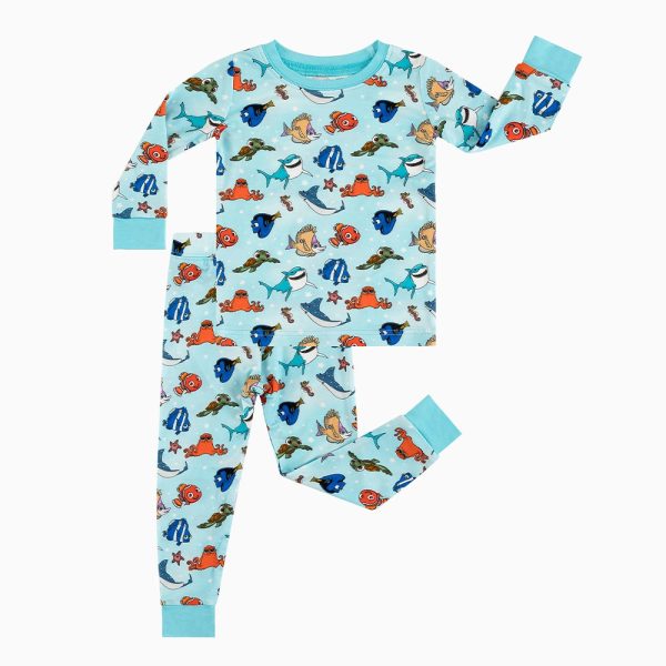Marine Life Fish Turtle Bamboo Long Sleeve Pajama Set