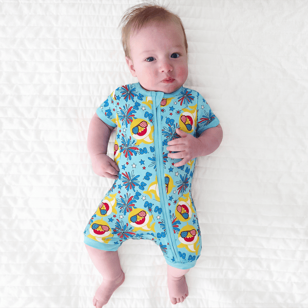 4th Of July USA Shark Bamboo Baby Zippy Pajama