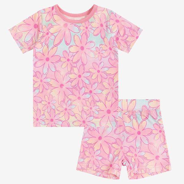 Gradient Flowers Kid Bamboo Short Set