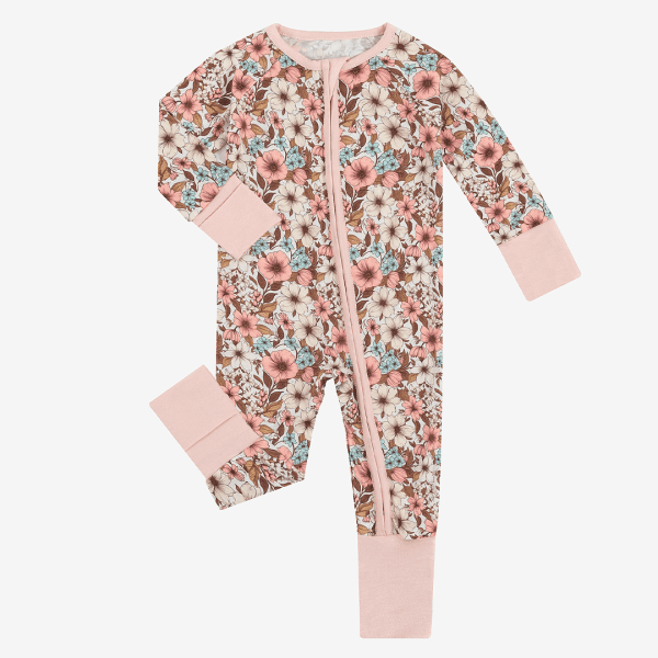 Retro Flowers Bamboo Baby Zippy Pajama
