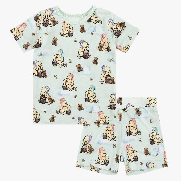 Bamboo fiber fabric cartoon hat bear short-sleeved set