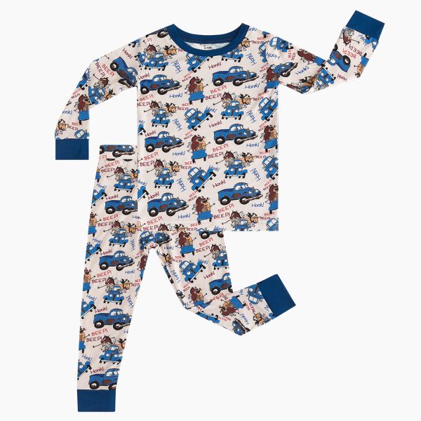 Animal Cargo Truck Bamboo Zipper Romper Pajamas