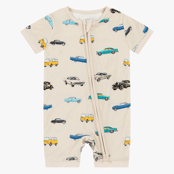 Various Cars Short Bamboo Zippy Baby Romper