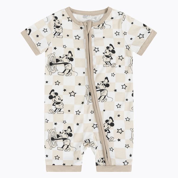 Coxswain Mouse Chessboard Pattern Bamboo Baby Shortie Romper