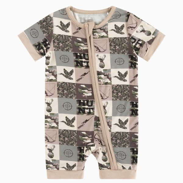 Plaid Hunt Short Bamboo Zippy Baby Romper