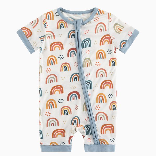 Rainbow Blue Bamboo Short Bamboo Zippy Baby Romper