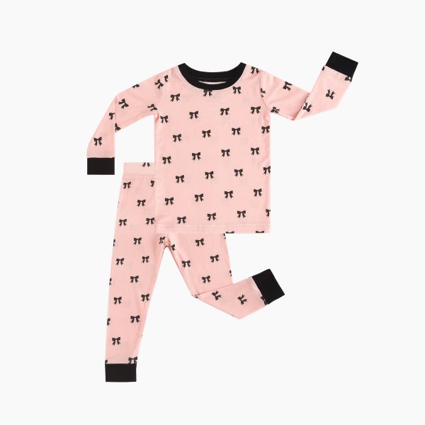 Pretty Pink Bow Kids Bamboo Two-Piece Pajama Set